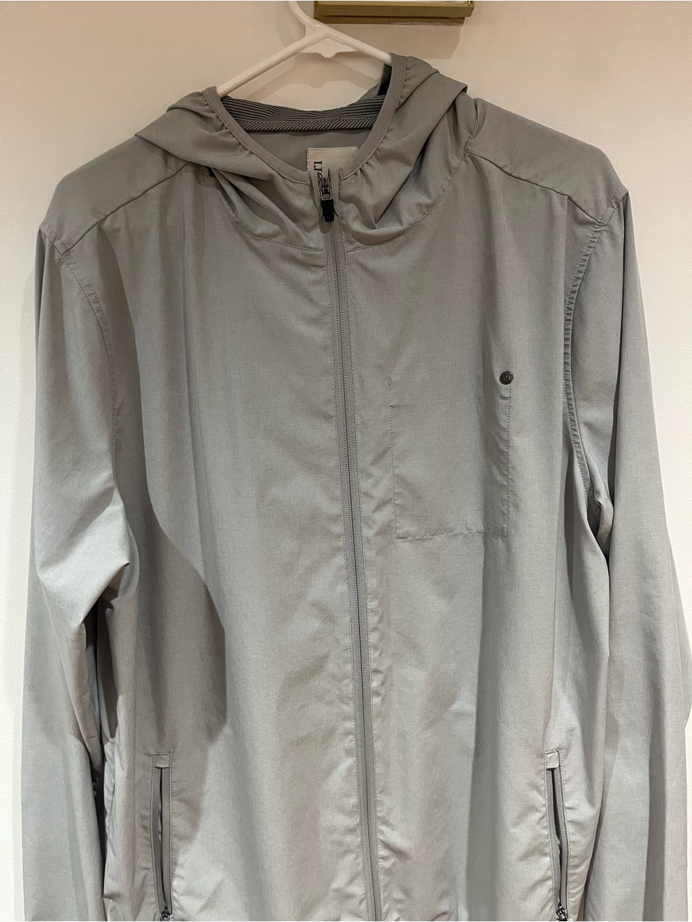 Vuori Light Gray Men's Hooded Zip Jacket